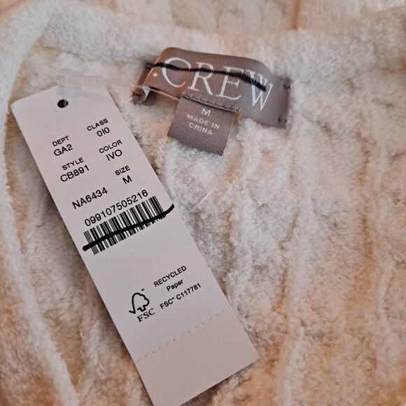 NWT J. Crew Odette Cable Knit Sweater Cotton Blend Boucle Lady Jacket White Sz M - Picture 10 of 12